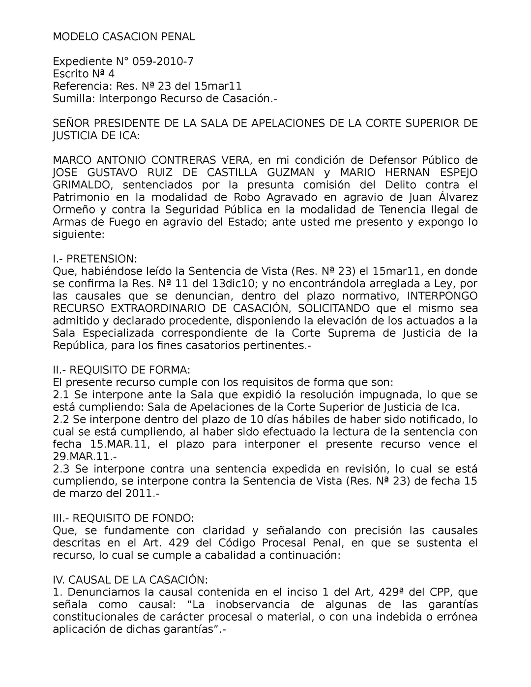 El modelo de recurso de casación penal: una herramienta contra la